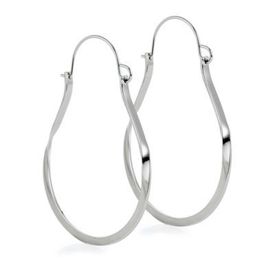 Designer silver textured hoop earring